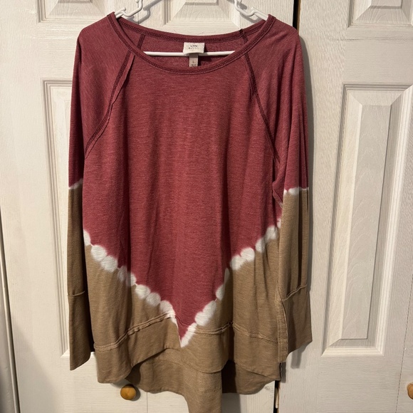 Knox Rose Tops - Knox Rose Tie Dye Long-Sleeve Hi-Lo Tunic - Size XL